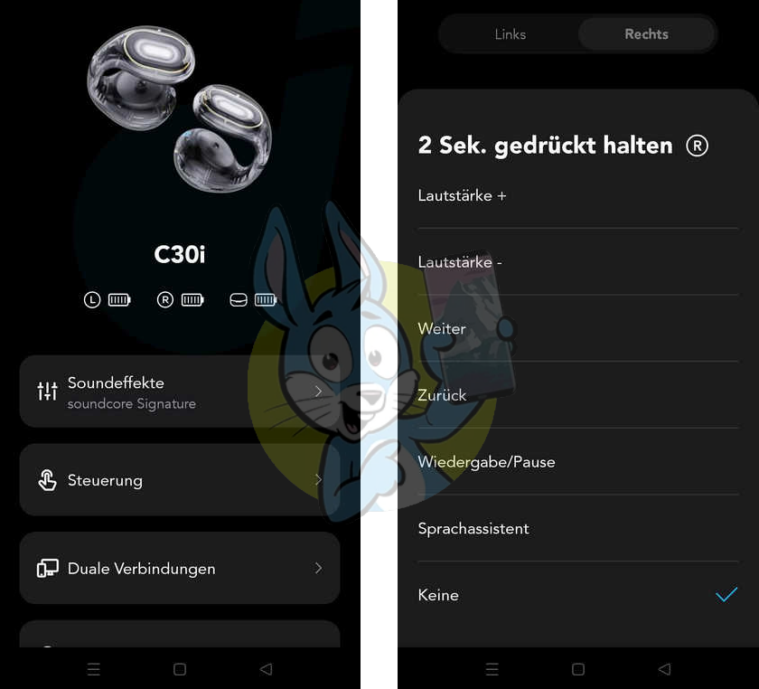 Soundcore App: Besser die Tastenbelegung komplett abschalten