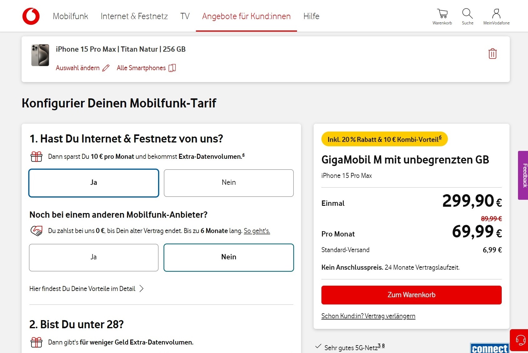 Neukundenvorteile bei Vodafone