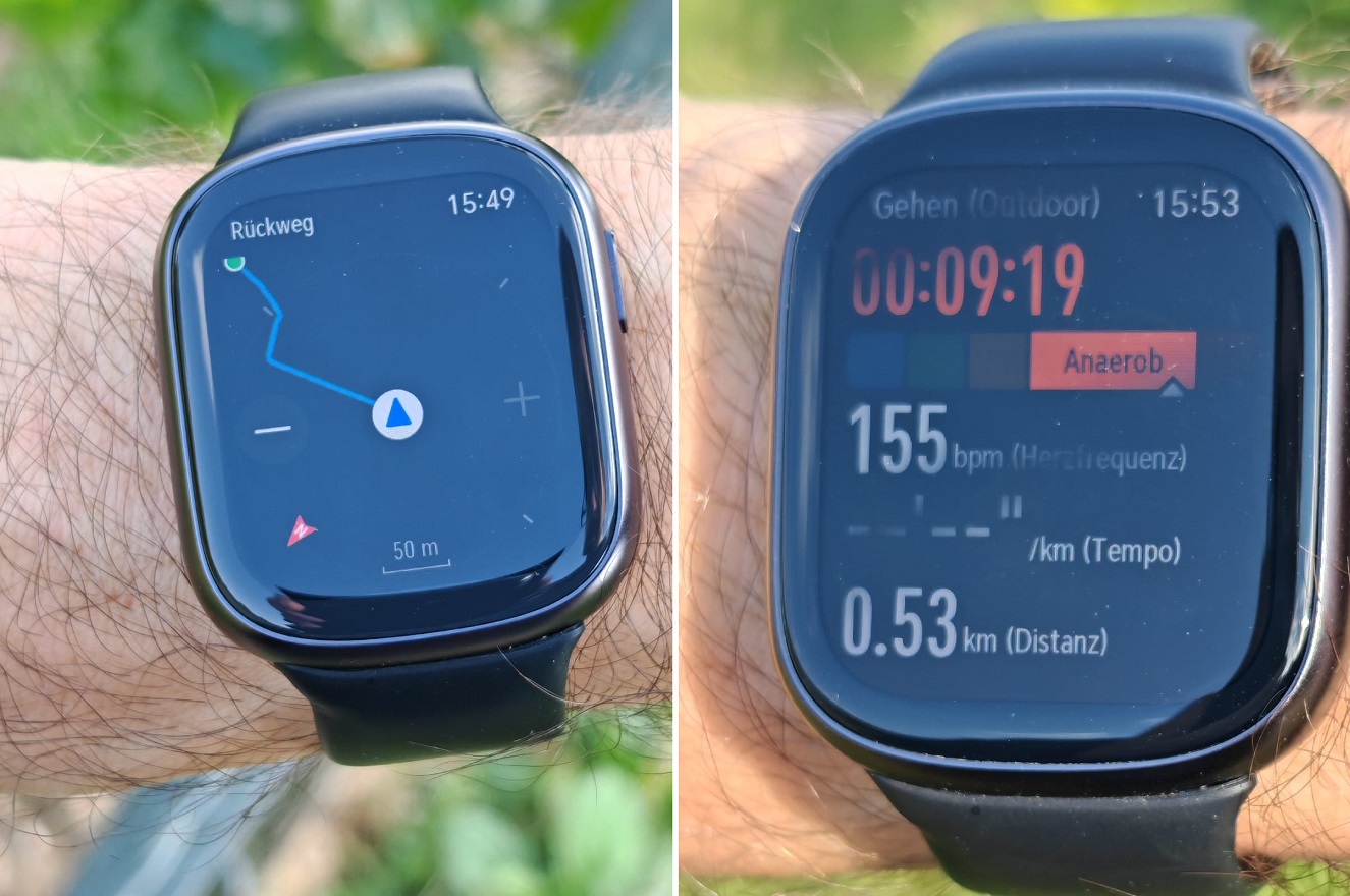 Navigation zum Heimweg und Workout-Daten