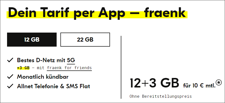 fraenk fllat: Freundschaftswerbung mit 3 GB