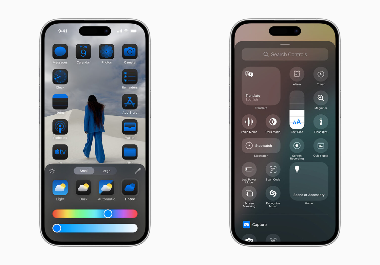 iOS 18 Update Screens vom anpassbaren Homescreen und Kontrollzentrum