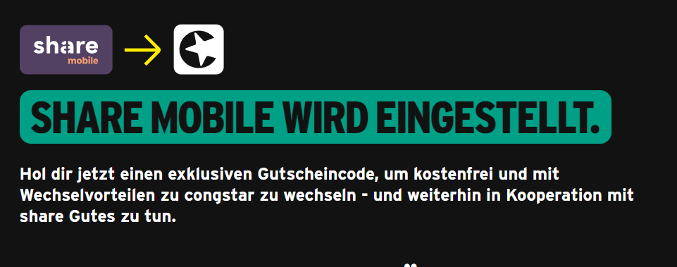 share mobile eingestellt - Marke vor dem Aus