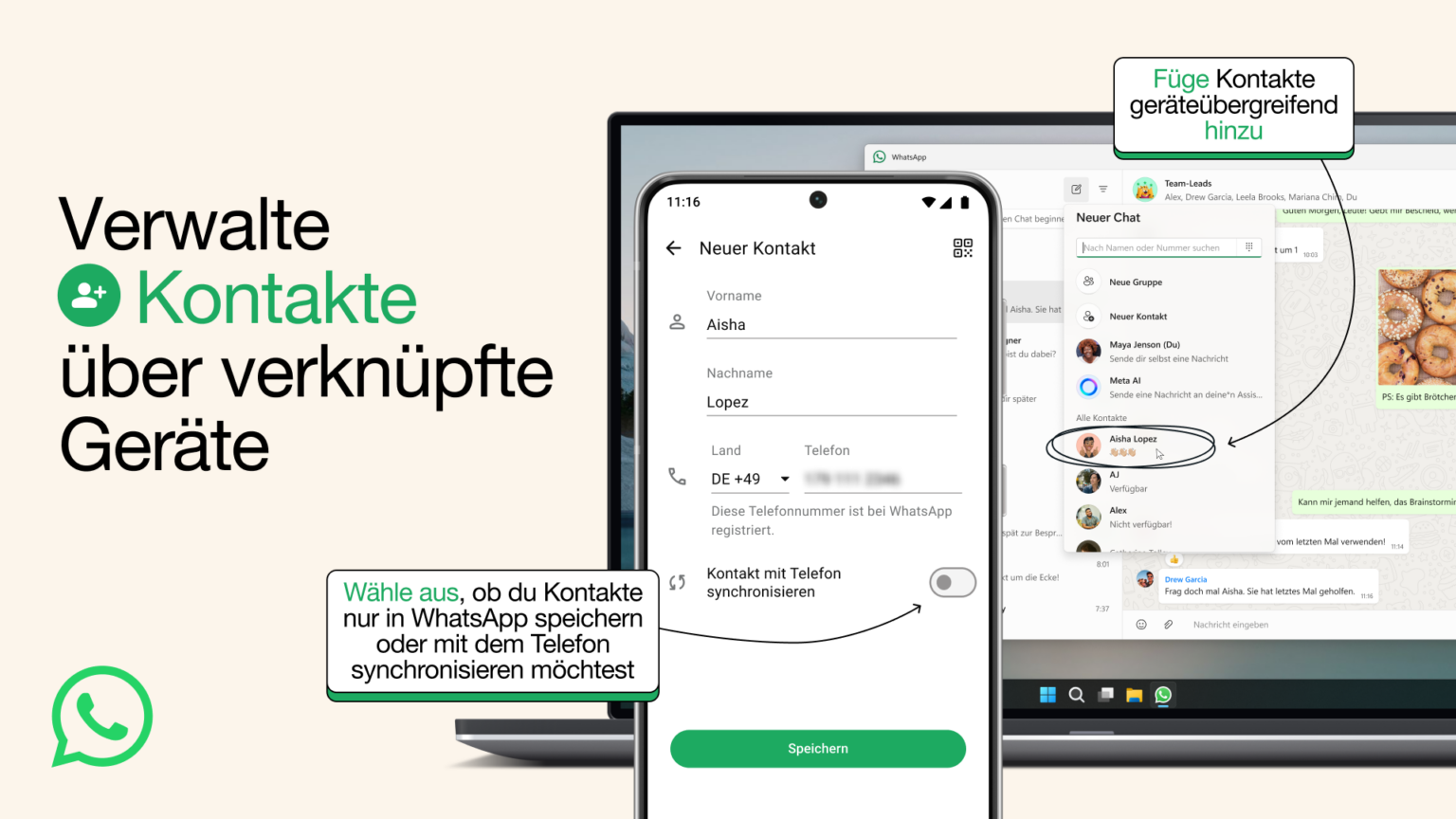 WhatsApp neue Kontaktverwaltung