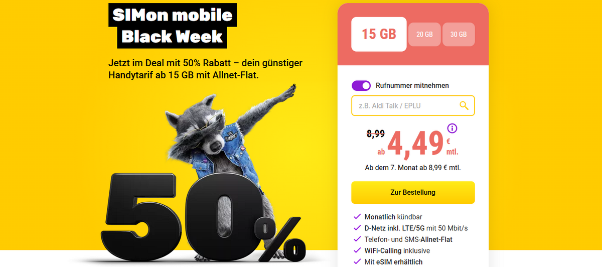 SIMon mobile Black Week Angebot