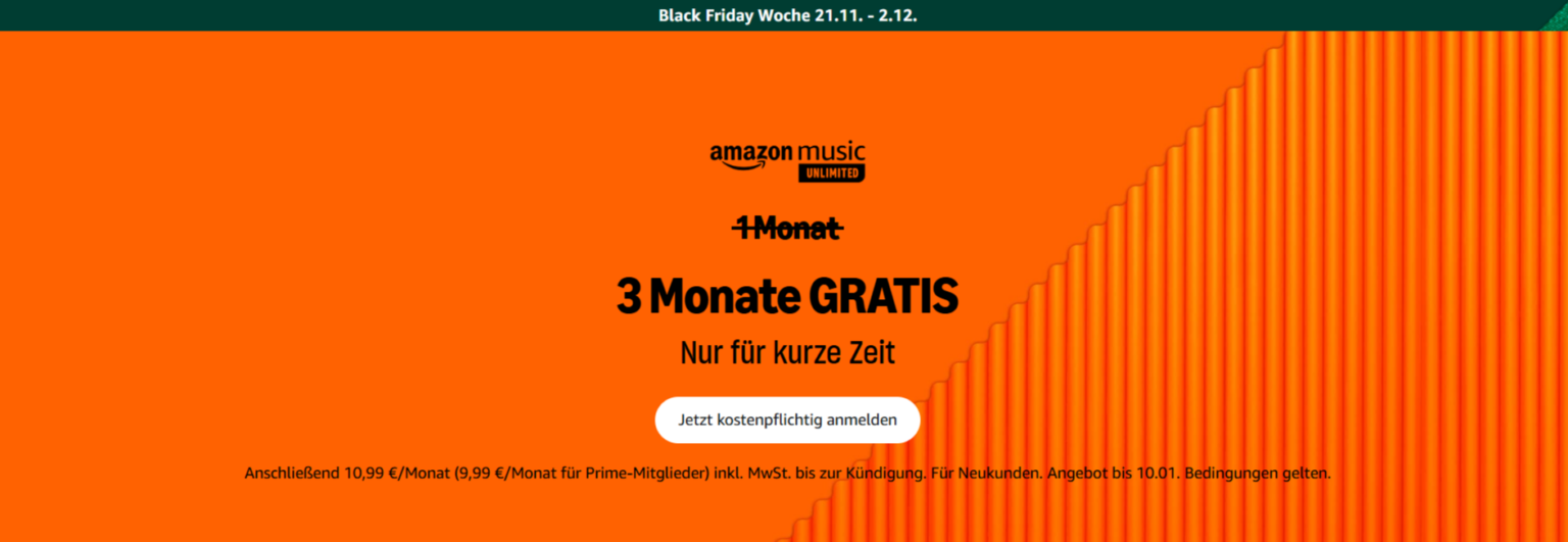 Amazon Music Unlimited 3 Monate kostenlos testen