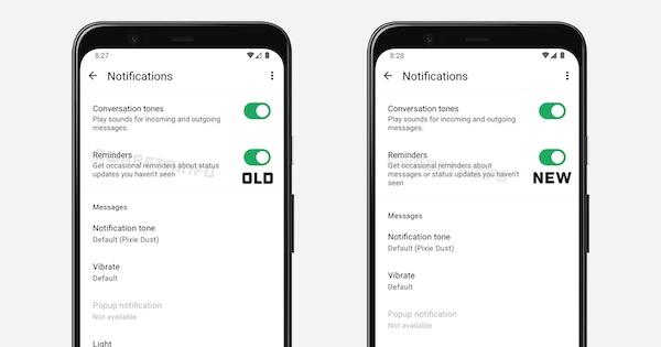 WhatsApp Beta Status Notification