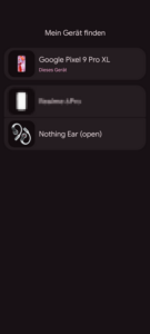 Nothing Ear Open orten mit Find my Device von Google