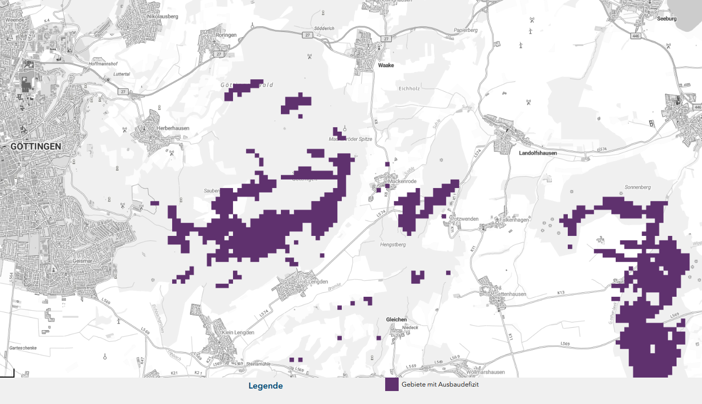 Mobiulfunkkarte Ausbaudefizit weiße Flecken