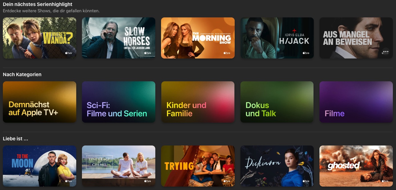 Apple TV Vorschau Browser Ansicht