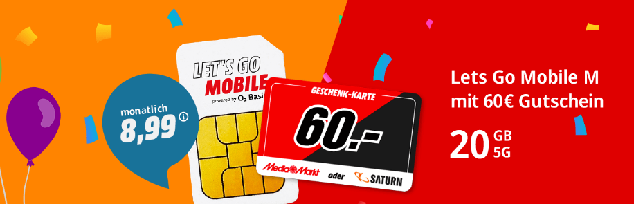 MediaMarkt Let's Go Mobile Tarife mit Geschenkcoupon