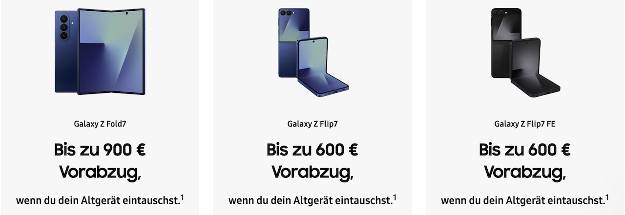 Galaxy Z Flip 7 Z Flip 7 FE Z Fold 7 Trade-In Aktion