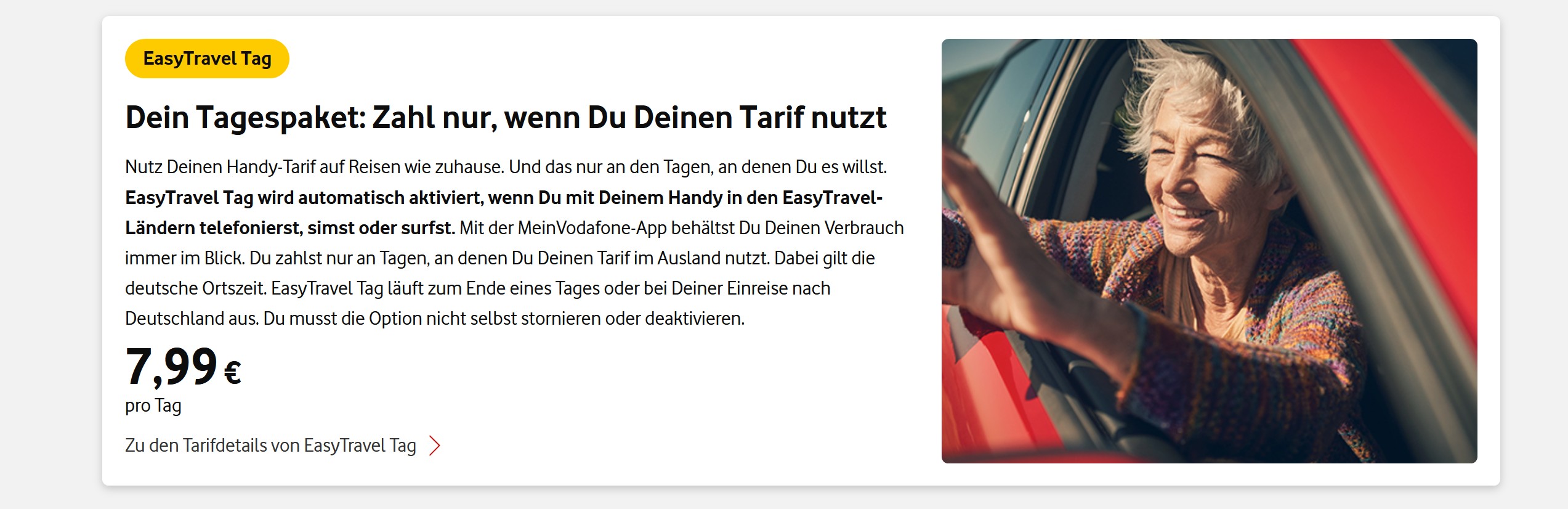 EasyTravel eignet sich für die meisten Vodafone-Tarife. (Screenshot)