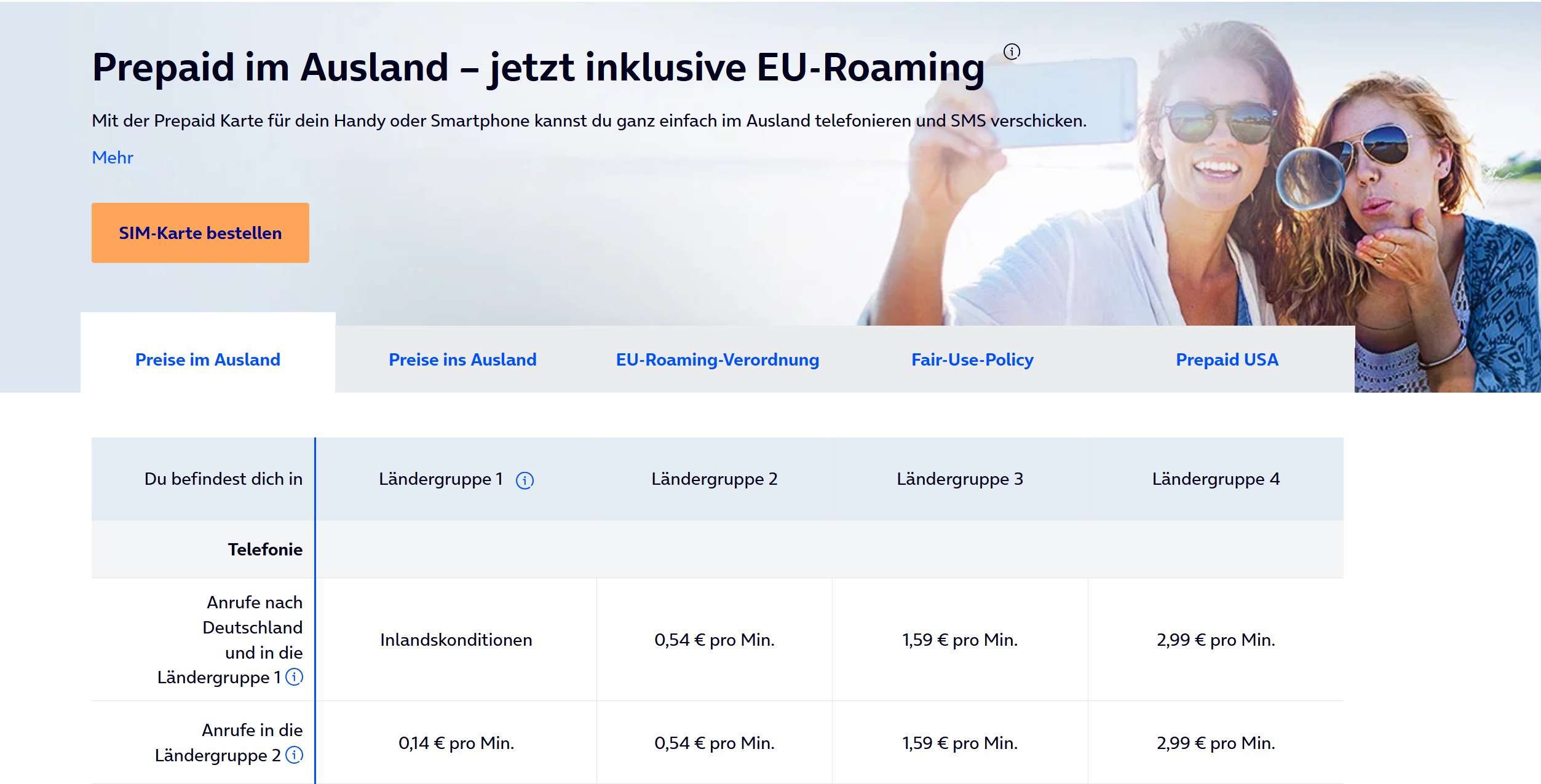 Die US-Roaming-Gebühren bei Prepaid sind heftig. (Screenshot)