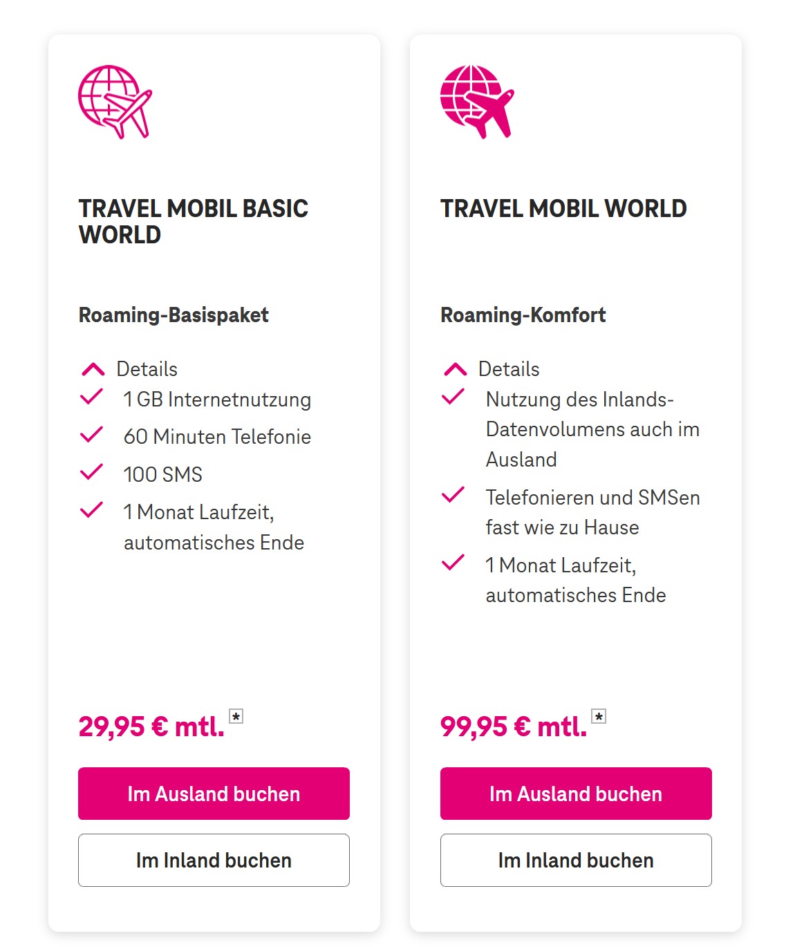 Die Telekom-Pakete sind nicht gerade ein Schnäppchen, aber durchaus eine Option. (Screenshot)