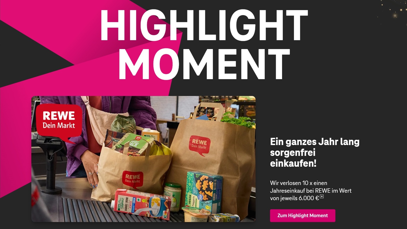 Großer REWE-Gutschein in der Verlosung bei Magenta Moments