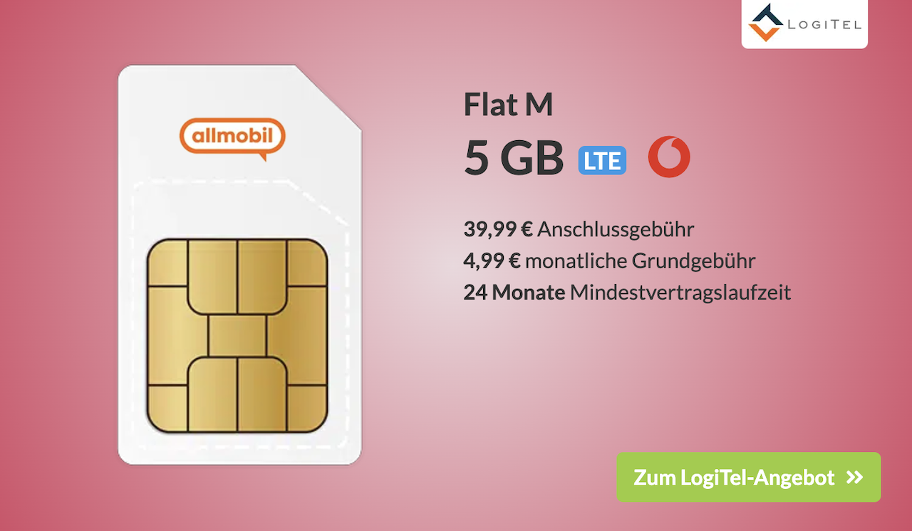 allmobile Flat M bei LogiTel 5 GB für 4,99 €