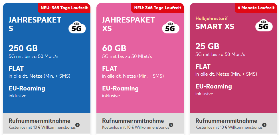 Kaufland mobil Jahrespakete und Halbjahrestarif