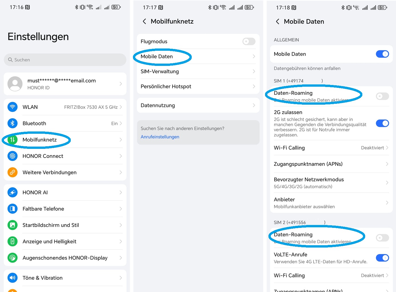 Datenroaming deaktivieren unter Android