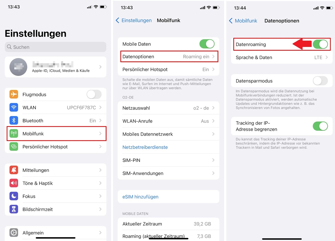 Datenroaming unter iOS abschalten
