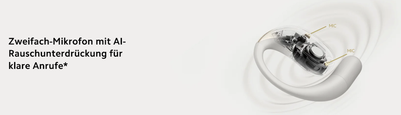 Xiaomi OpenWear Stereo mit AI-Rauschunterdrückung für Telefonie