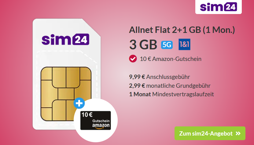 Exklusiver Bonusdeal: Amazon-Gutschein zum sim24-Deal