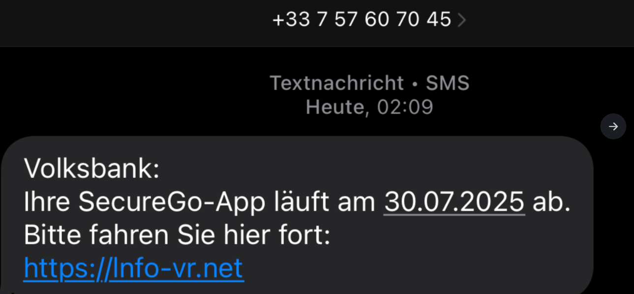 Secure Go Spam mit Vorwahl aus Frankreich