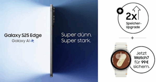 Samsung Galaxy S25 Edge mit Galaxy Watch 7 BT 40 mm bei MediaMarkt und Saturn