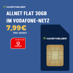 Handyhelden: 30 GB im Vodafone-Netz für 7,99 € monatlich!