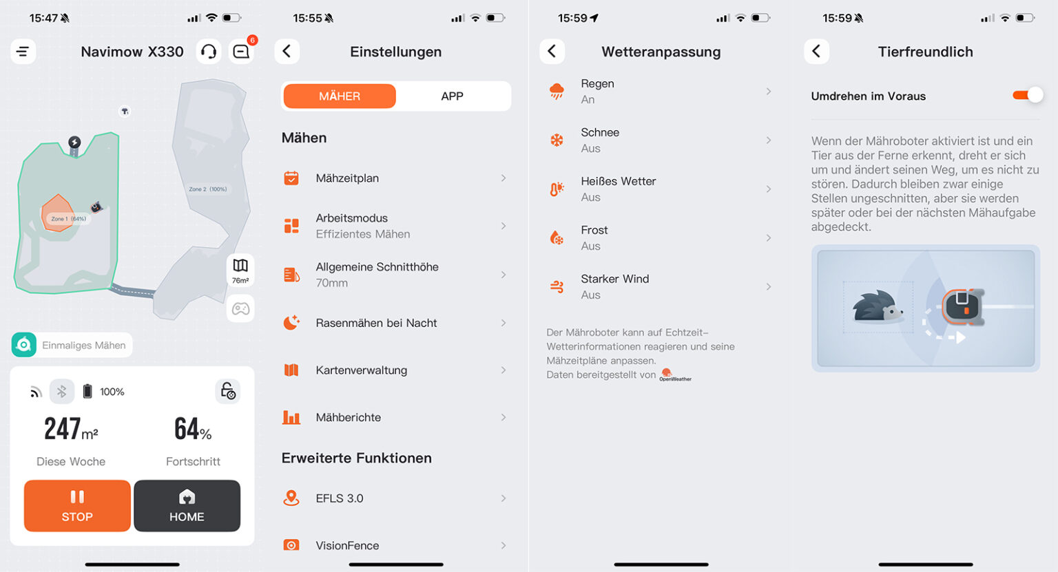 App-Screenshots des Segway X3
