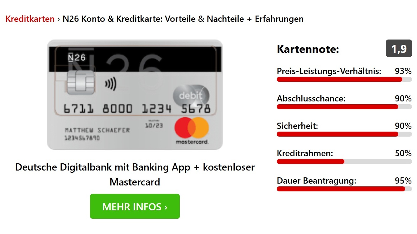 N26-Testergebnisse von Bild