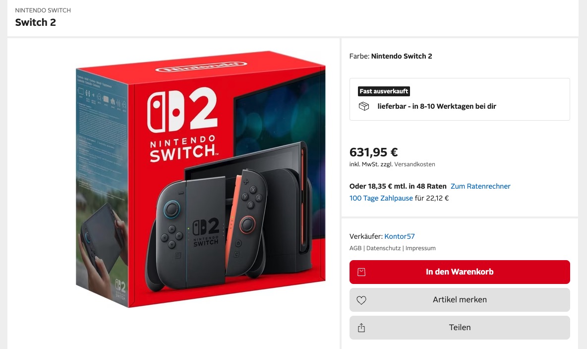 Nintendo Switch 2 Scalper bei Otto