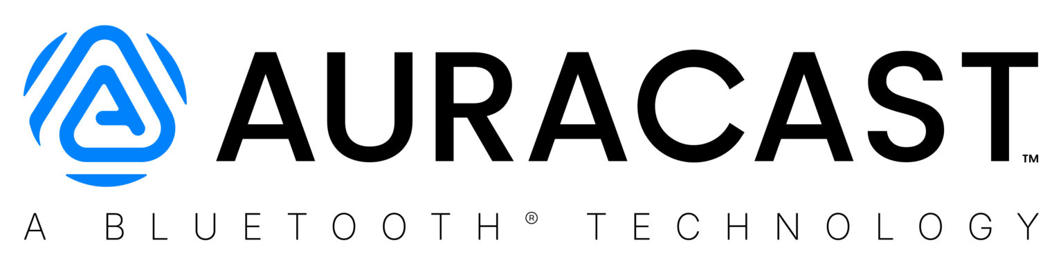 Auracast-Logo mit Schriftzug.