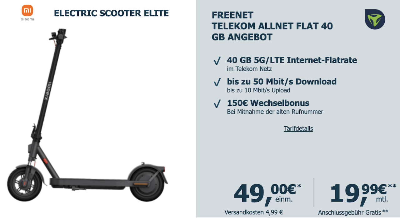 Xiaomi Electric Scooter Elite logitel 40 GB Telekom