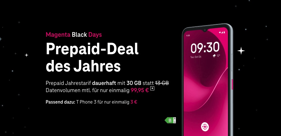 Telekom Magenta Black Days Jahrespaket mit Handy 2025