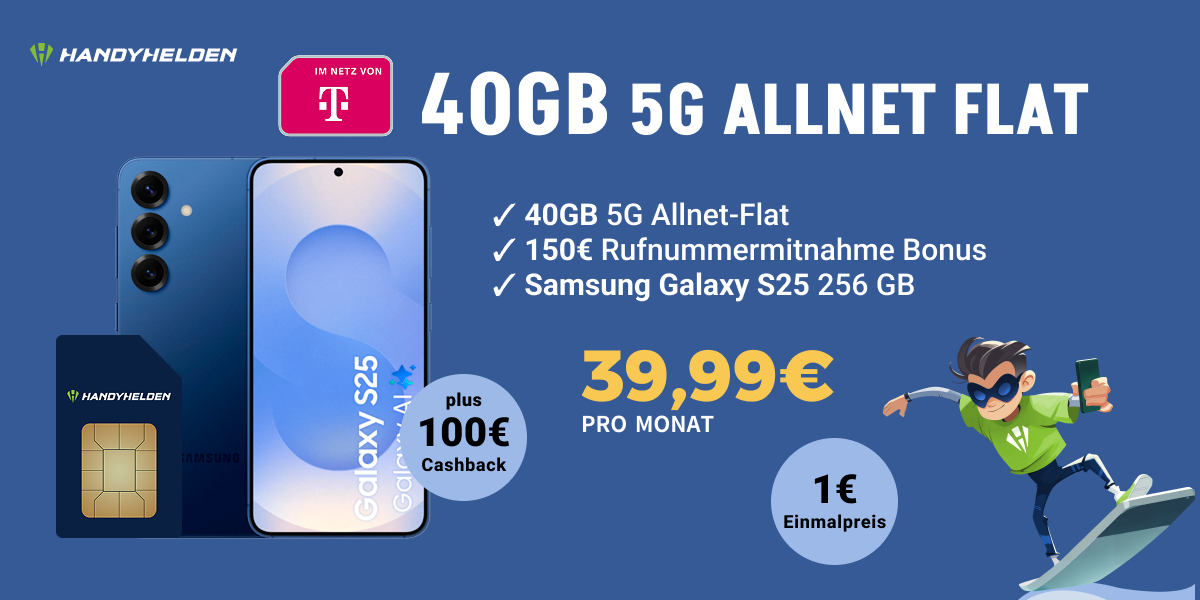 Handyhelden Samsung Galaxy S25 freenet Allnet Flat 40 GB