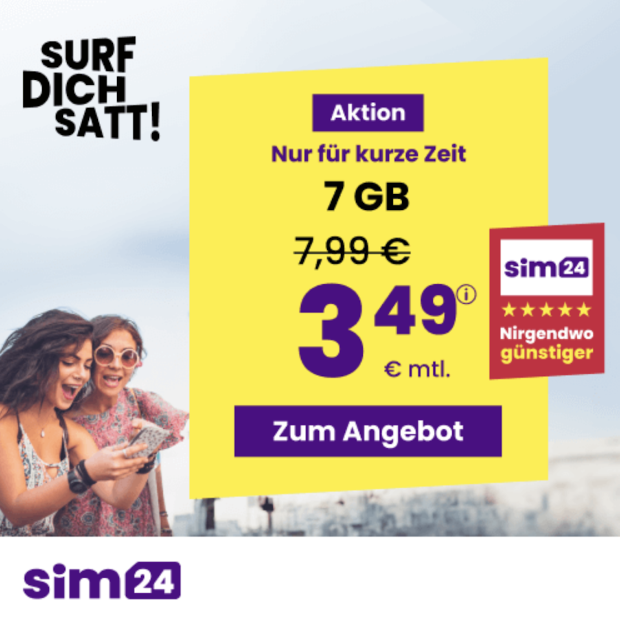 Sim 24 sim24-Special-Deal: 7 GB nur 3,49