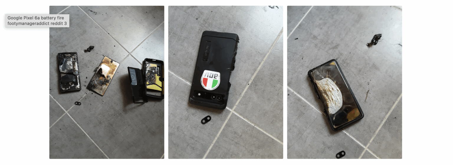 Drei Bilder zeigen den Brandschaden.