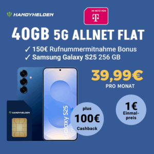 Handyhelden Samsung Galaxy S25 freenet Allnet Flat 40 GB Teaser
