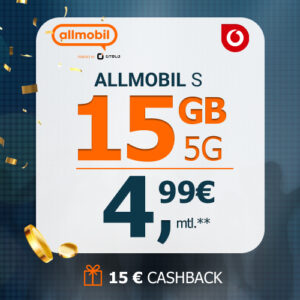 allmobil 15 GB mit Cashback