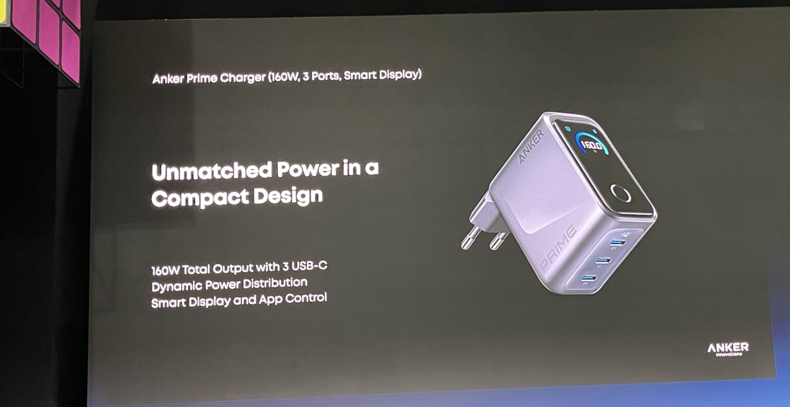 Foto der Präsentation des 160-Watt-Ladegeeräts.