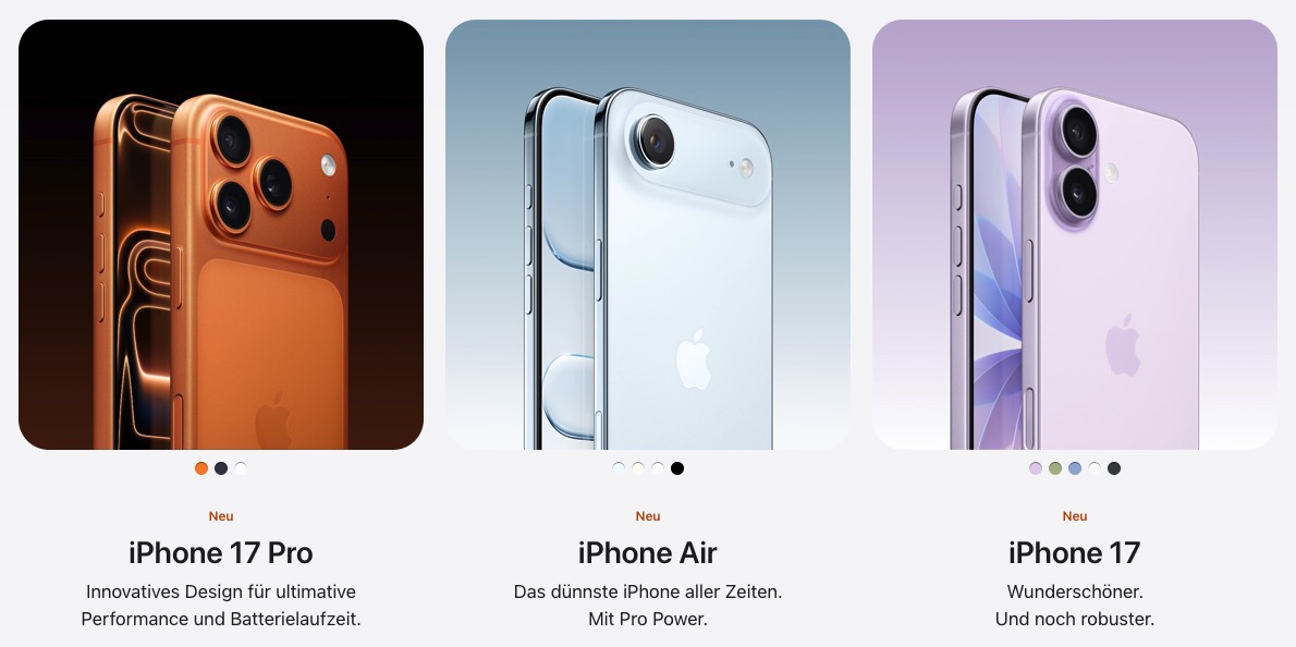 iPhone 17 Serie im Vergleich Übersicht