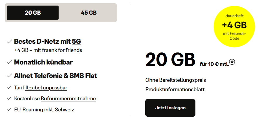 Mehr Daten bei fraenk
