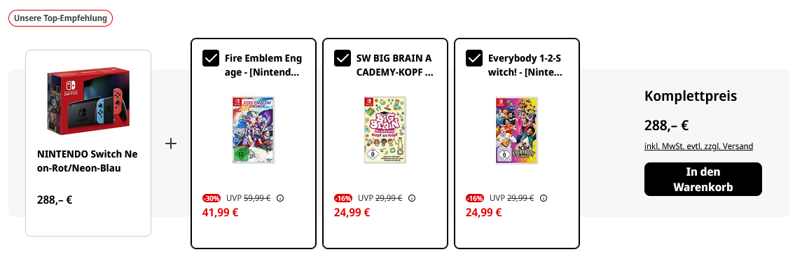 Switch und drei Spiele