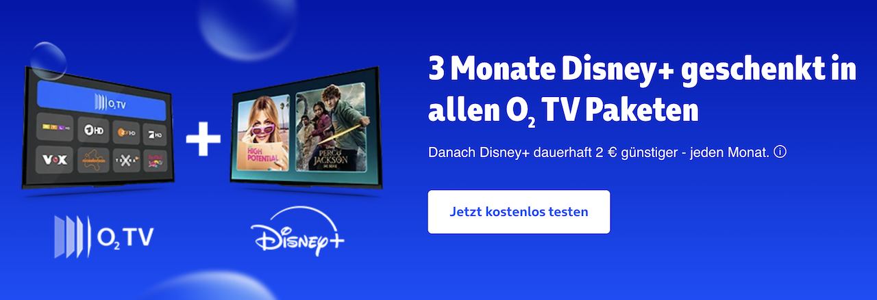 o2 TV mit 3 Monaten Disney+ gratis