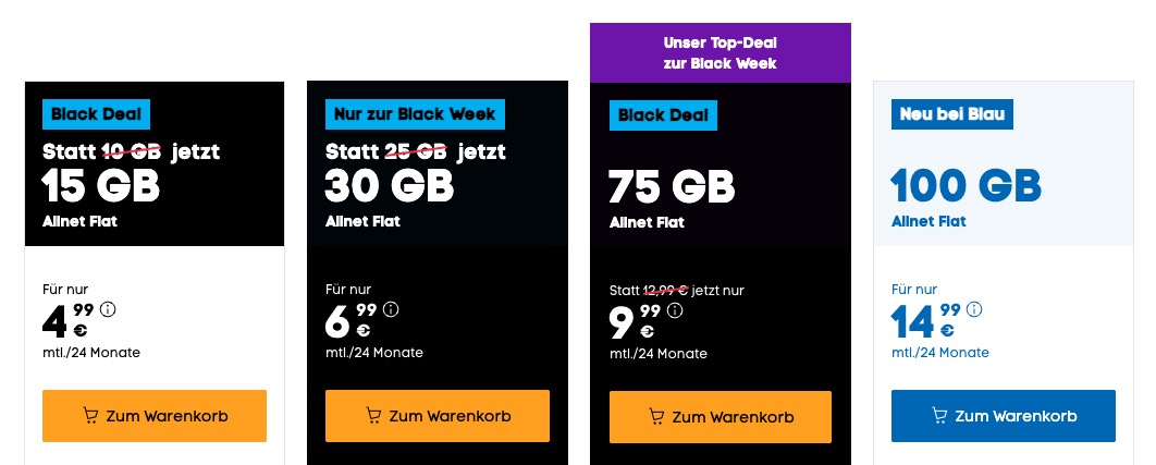 Blau Black Deals November 2025 SIM only