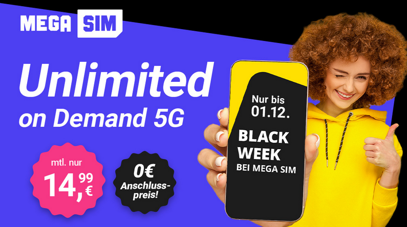 MegaSIM Unlimited on Demand zu Black Friday