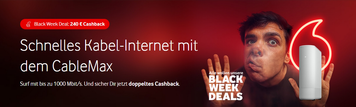 Vodafone Internet & Festnetz – CableMax 1000 Black Week Deal – Header