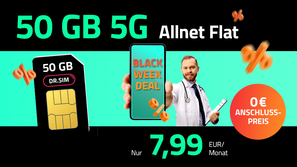 DR. SIM Black Week 2025 Deals Angebote 50 GB