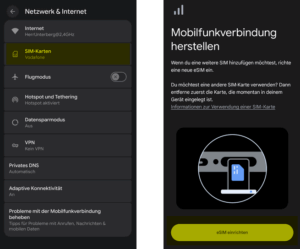 eSIM in den Handy-Einstellungen finden