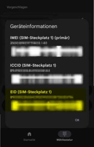 eSIM per Handycode herausfinden